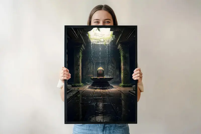 Har Har Mahadev – Sacred Shiva Lingam Temple Poster