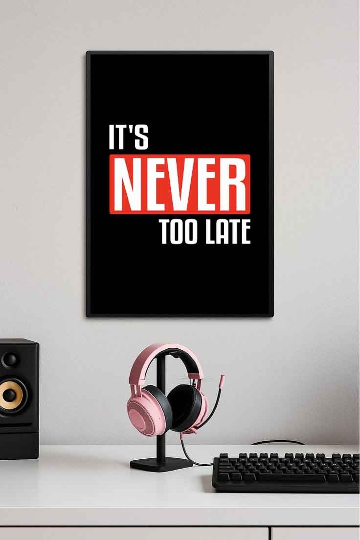It's Never Too Late Motivational Poster 💪🔥