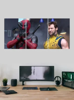 “Epic Spider-Man & Wolverine Wall Poster – Superhero Action Split Poster