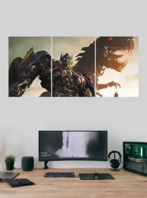 Optimus Prime Dragon Battle – Transformers: Age of Extinction Split Poster