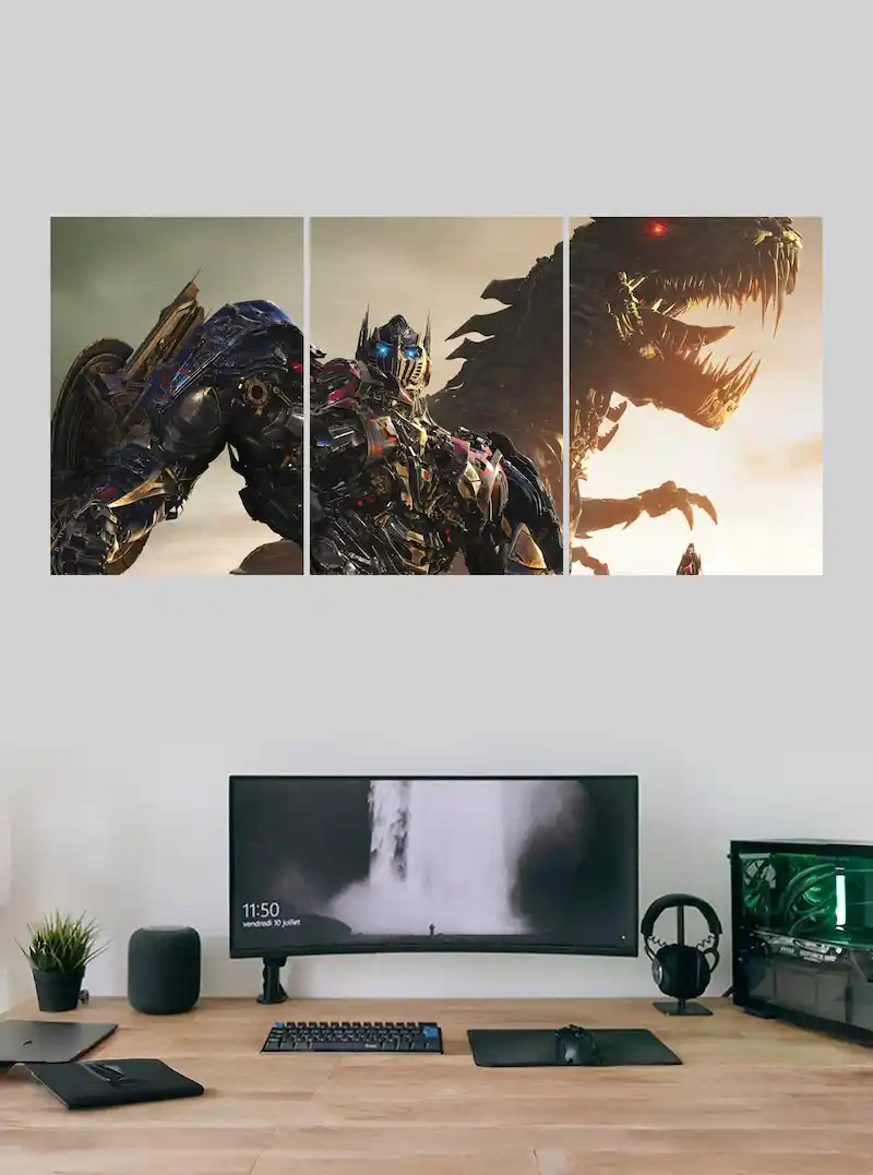 Optimus Prime Dragon Battle - Transformers: Age of Extinction Split Poster