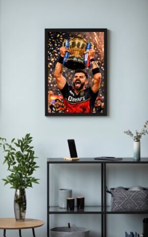 RCB 2025 Champions – Finally the Crown is Red & Gold Poster