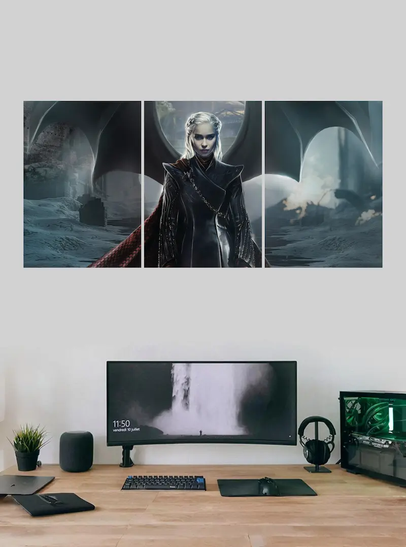 “Epic Daenerys Targaryen Split Poster – Fantasy Bedroom Wall Poster