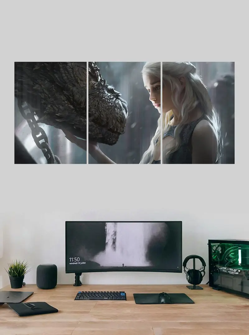 Daenerys Targaryen & Dragon Split Poster